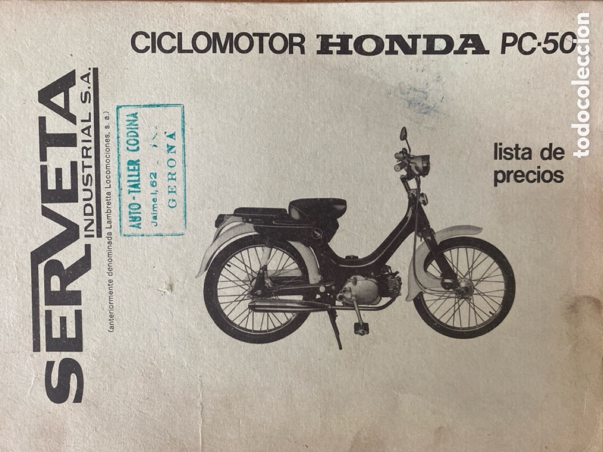 Coches y Motocicletas: Honda Servetta PC50 Lista de precios con codigos de referencia