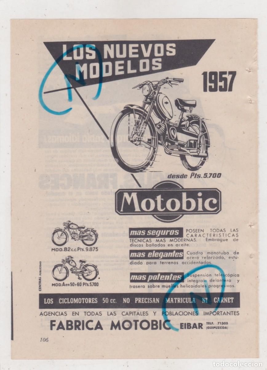 Automobili e Motociclette: PUBLICIDAD 1957. ANUNCIO CICLOMOTOR MOTOBIC