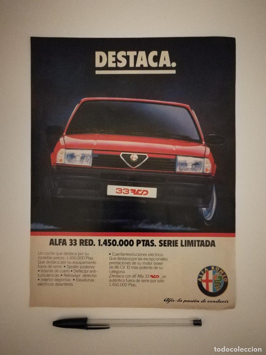 Voitures et Motocyclettes: ANTIGUO ANUNCIO ENCARTONADO -A4- ALFA 33 RED ROMEO - COCHE