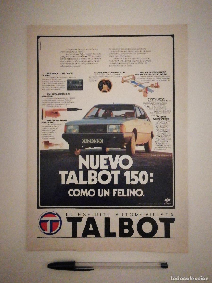 Carros e motociclos: LAMINA ACARTONADA -A4- TALBOT 150 - COCHE