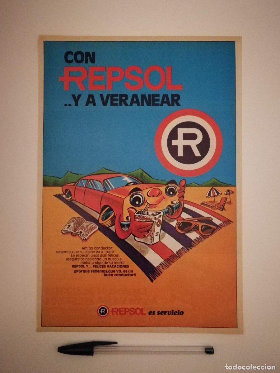 Automobili e Motociclette: ANTIGUO ANUNCIO ENCARTONADO -A4- REPSOL - COCHE- PLAYA