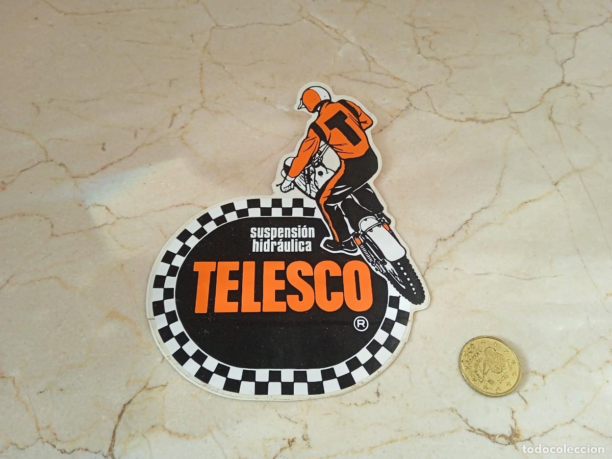 Carros e motociclos: Antiguo sdhesivo pegatina Telesco. Suspensiones hidr&aacute;ulicas. Motocross