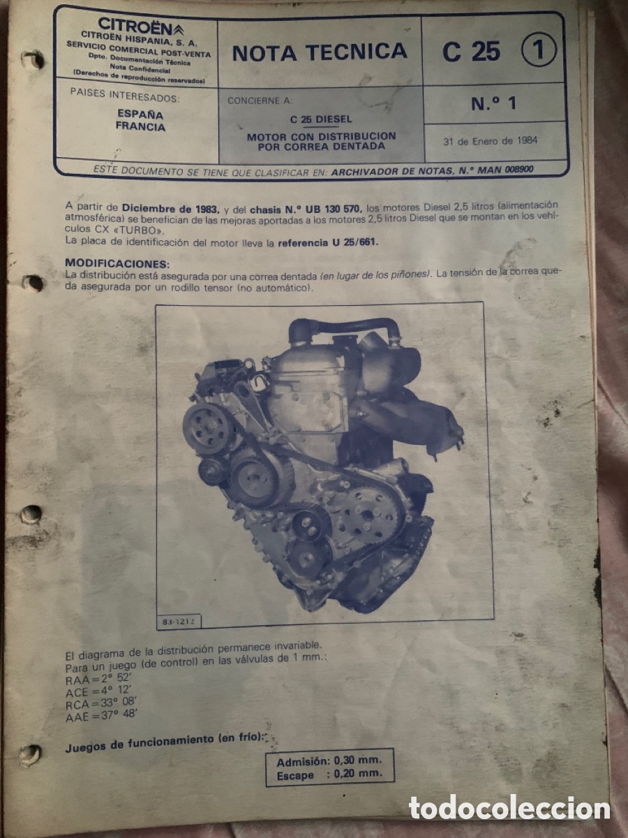 Coches y Motocicletas: Notas t&eacute;cnicas de taller CITROEN C25