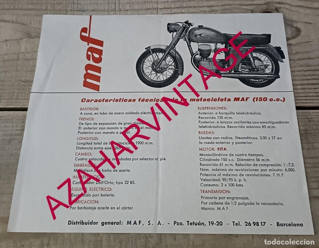 Voitures et Motocyclettes: hoja CARACTER&Iacute;STICAS TECNICAS MOTOCICLETA MAF 150 CC, 215X185MM
