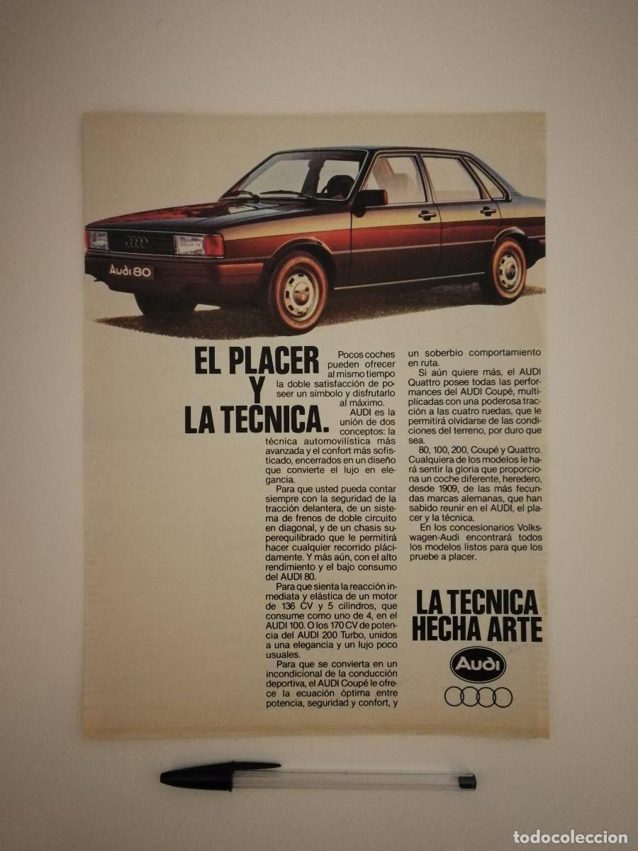 Voitures et Motocyclettes: ANTIGUO ANUNCIO ENCARTONADO -A4- AUDI 80 QUATTRO - COCHE
