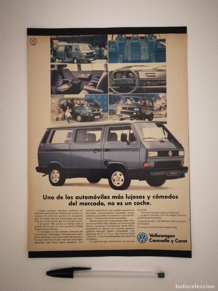 Voitures et Motocyclettes: ANTIGUO ANUNCIO ENCARTONADO -A4- VOLKSWAGEN CARAVELLE CARAT FURGONETA - COCHE