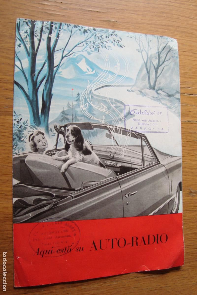 Voitures et Motocyclettes: ANTIGUO FOLLETO PHILIPS AUTO RADIO NX-524 V 1953? AUTOLOTO S.L ZARAGOZA.