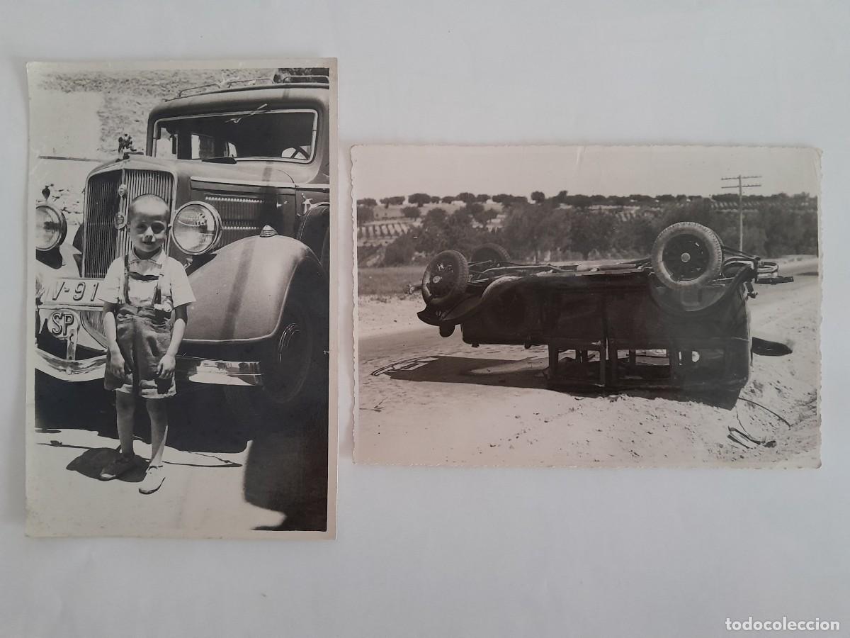 Voitures et Motocyclettes: LOTE 2 FOTOGRAFIAS ANTIGUO AUTOMOVIL SERVICIO PUBLICO MATRICULA VALENCIA ACCIDENTE SINIESTRO RV