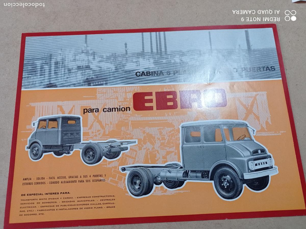 Automobili e Motociclette: HOJA CATALOGO DE CABINA 6 PLAZAS PARA CAMION EBRO. 21 X 30 CM APROX