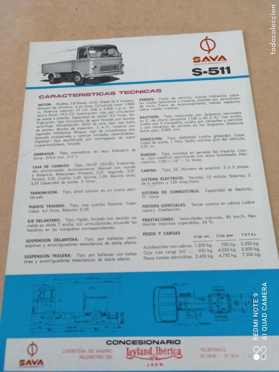 Automobili e Motociclette: HOJA TECNICA SAVA S-511.