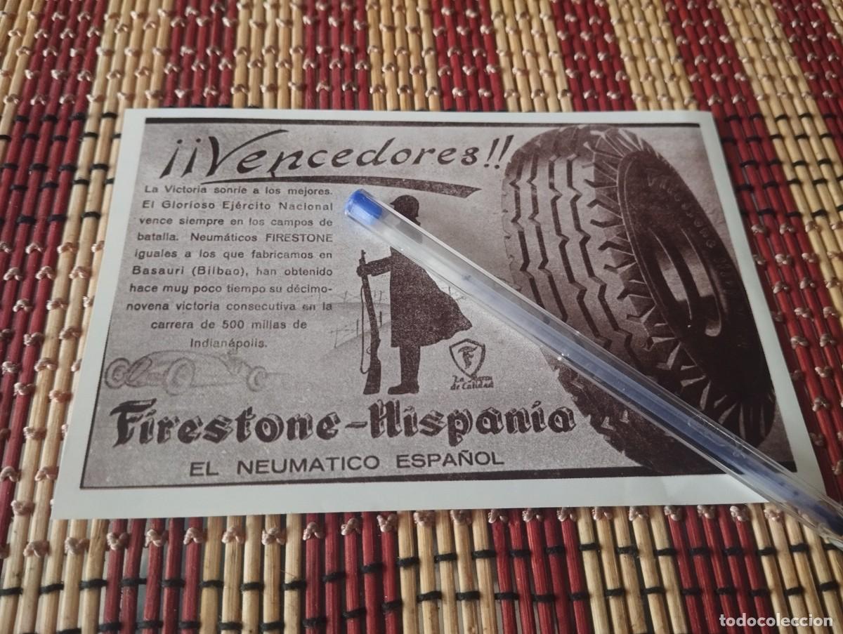 Cars and Motorcycles: NEUMATICOS FIRESTONE HISPANIA ANTIGUO ANUNCIO PUBLICIDAD REVISTA