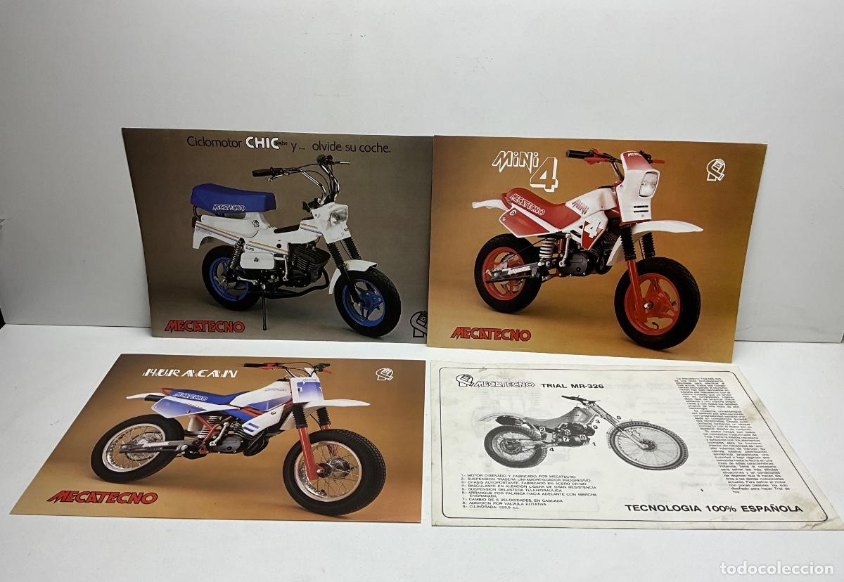 Cars and Motorcycles: LOTE DE 4 FOLLETO PUBLICITARIOS MECATECNO - MINI 4 - HURACAN - CICLOMOTOR CHIC - TRIAL MR-326