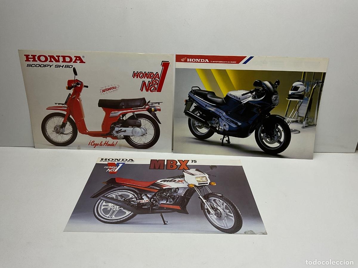 Coches y Motocicletas: LOTE DE 3 FOLLETO PUBLICITARIOS HONDA - SCOOPY SH 80 - MBX 75 - CBR 600 F