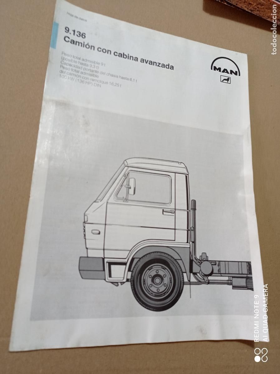 Cars and Motorcycles: DIPTICO FICHA TECNICA. CAMION CON CABINA AVANZADA. MAN 9.136.