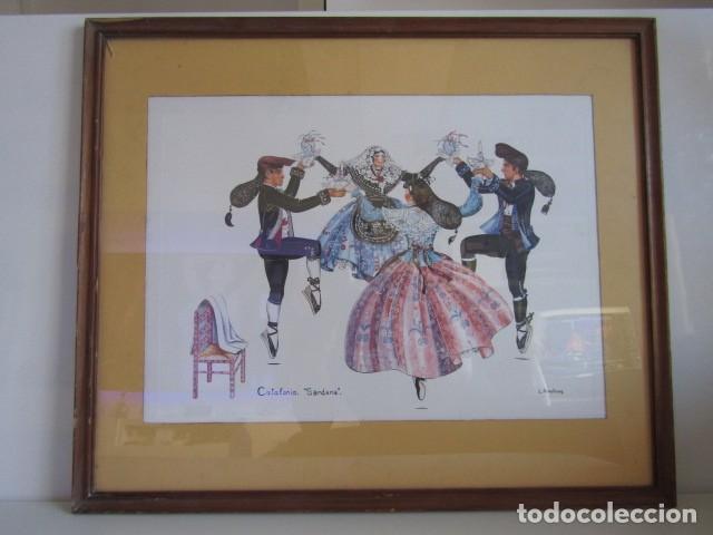 Coches y Motocicletas: CUADRO LUCILE AMSTRONG SARDANA CATALONIA - LITOGRAFIA DE ACUARELA