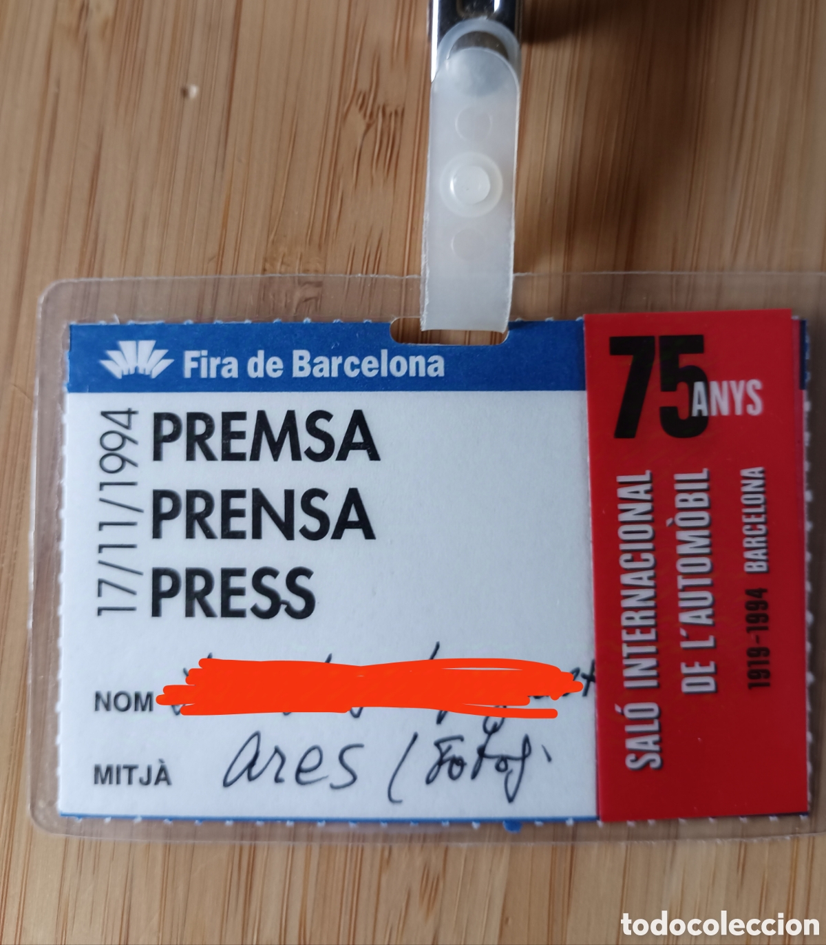 Automobili e Motociclette: Entrada Pase prensa Sal&oacute;n Internacional autom&oacute;vil 1984 Barcelona 75 aniversario