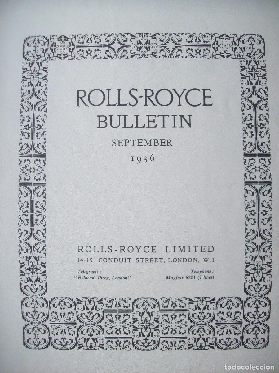 Autos und Motorr&auml;der: BOLETIN ROLLS-ROYCE SEPTIEMBRE 1936