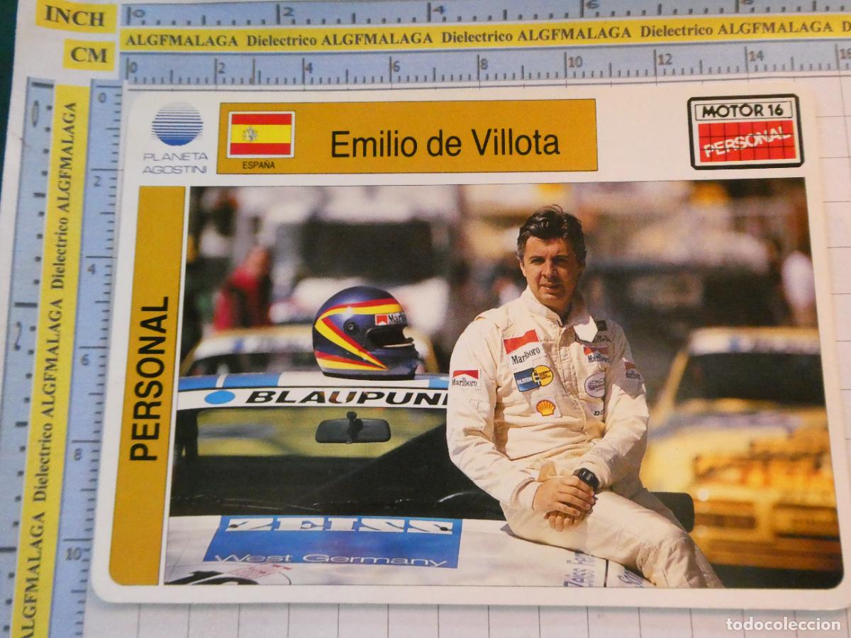 Carros e motociclos: TARJETA FICHA COCHES MOTOS MOTOR16 PLANETA AGOSTINI. PILOTO F&Oacute;RMULA 1 EMILIO VILLOTA ESPA&Ntilde;A. 340