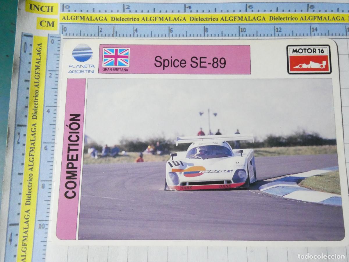 Cars and Motorcycles: TARJETA FICHA COCHES MOTOS MOTOR16 PLANETA AGOSTINI. SPICE SE-89. REINO UNIDO. 393