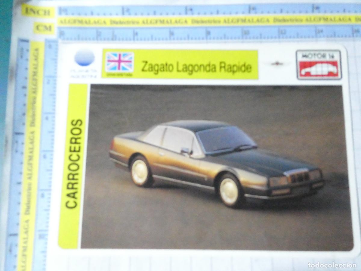 Cars and Motorcycles: TARJETA FICHA COCHES MOTOS MOTOR16 PLANETA AGOSTINI. ZAGATO LAGONDA RAPIDE. REINO UNIDO. 399