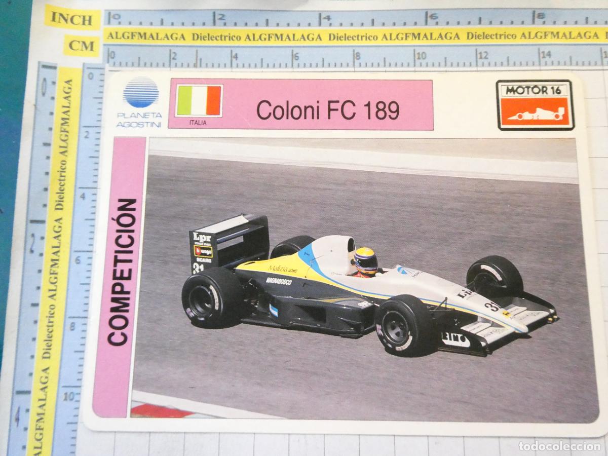 Voitures et Motocyclettes: TARJETA FICHA COCHES MOTOS MOTOR16 PLANETA AGOSTINI. ITALIA. F&Oacute;RMULA 1 COLONI FC 189. 451
