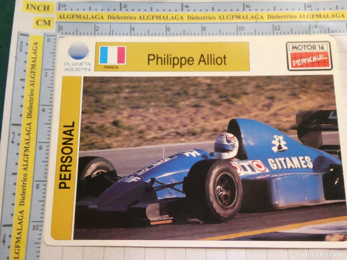 Coches y Motocicletas: TARJETA FICHA COCHES MOTOS MOTOR16 PLANETA AGOSTINI. FRANCIA. PILOTO F&Oacute;RMULA 1 PHILIPPE ALLIOT 630
