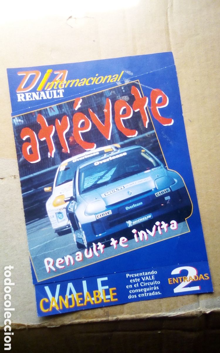 Autos und Motorr&auml;der: Folleto publicitario Circuito Ricardo Tormo. D&iacute;a internacional Renault. Vale descuento 2 &euro; entrada.