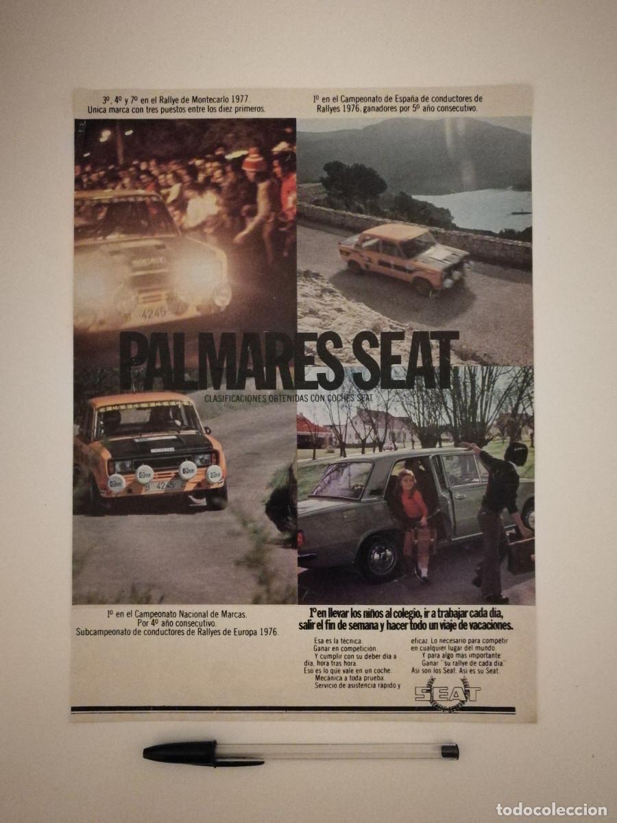 Coches y Motocicletas: ANTIGUO ANUNCIO ENCARTONADO -A4- PALMARES SEAT - COCHE - RALLYE 70s - COMPETICION