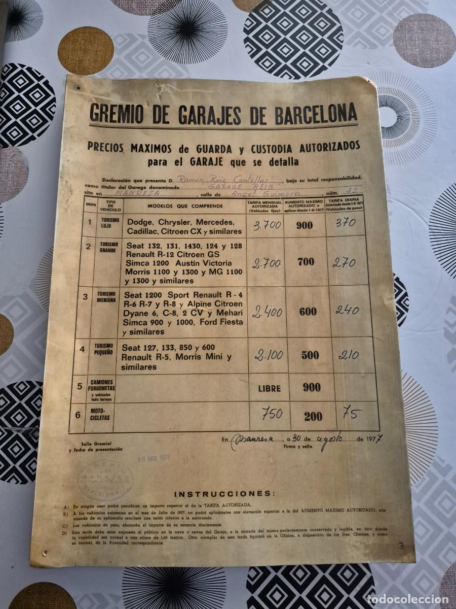 Coches y Motocicletas: CARTEL , GREMIO DE GARAJES DE BARCELONA