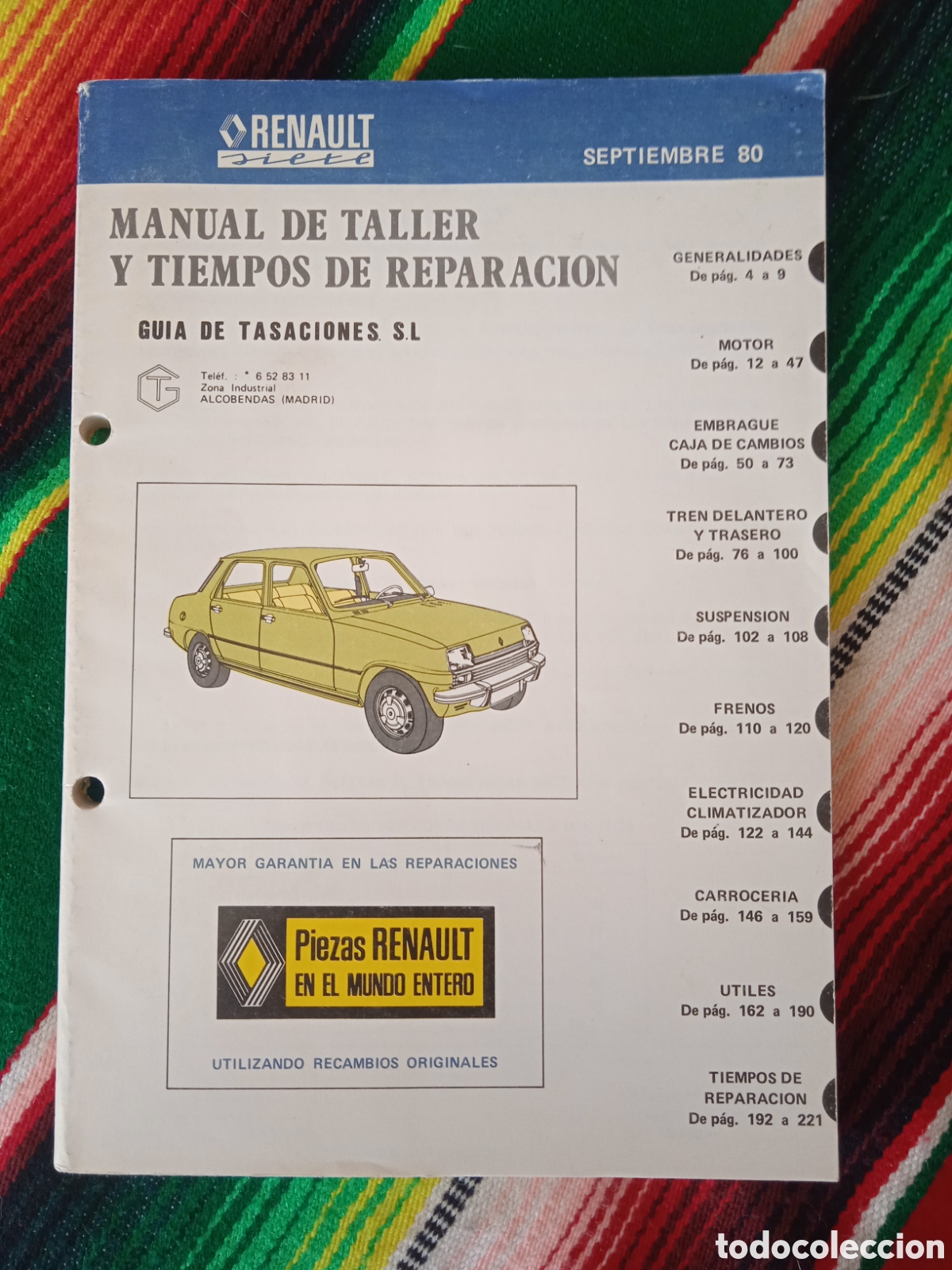 Voitures et Motocyclettes: RENAULT 7 SIETE * Manual Taller y Tiempos reparaci&oacute;n (1980)