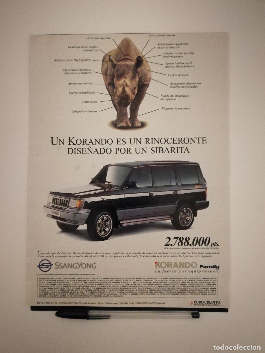 Autos und Motorr&auml;der: ANTIGUO ANUNCIO ENCARTONADO -A4- SsangYong KORANDO - PUBLICIDAD