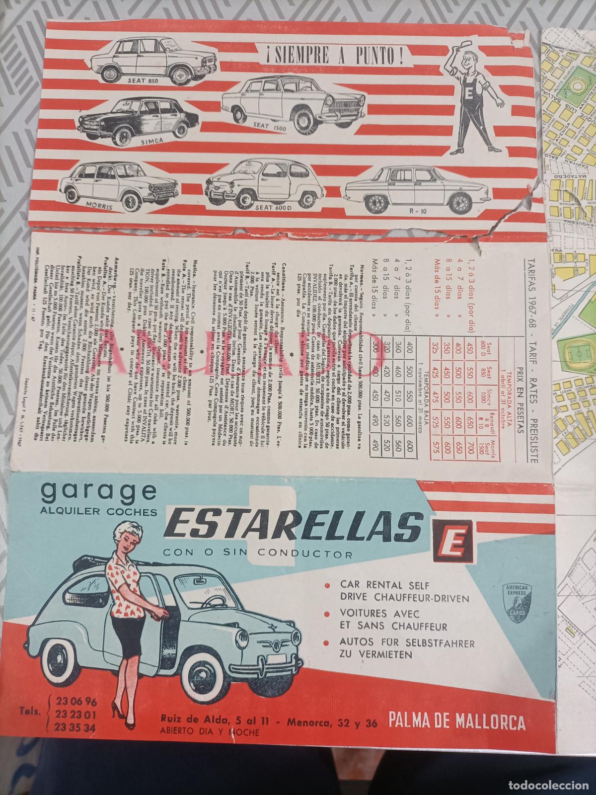 Cars and Motorcycles: Antiguo mapa de Palma de Mallorca. Publicidad garages de coches Estarellas. Coches Seat