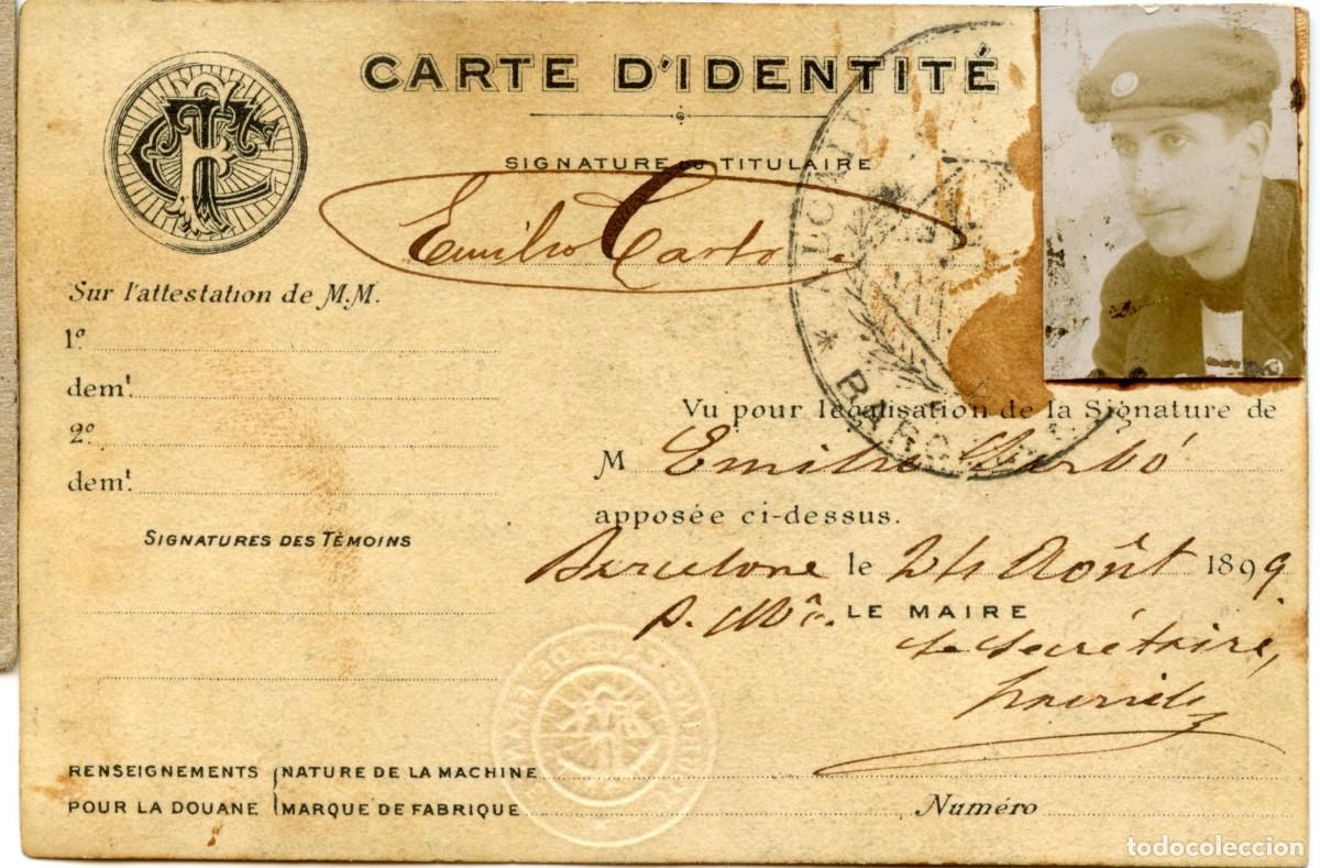 Coches y motocicletas: CARNET DE IDENTIDAD DEL TOURING CLUB DE FRANCE EN BARCELONA 1899. MUY RARO.