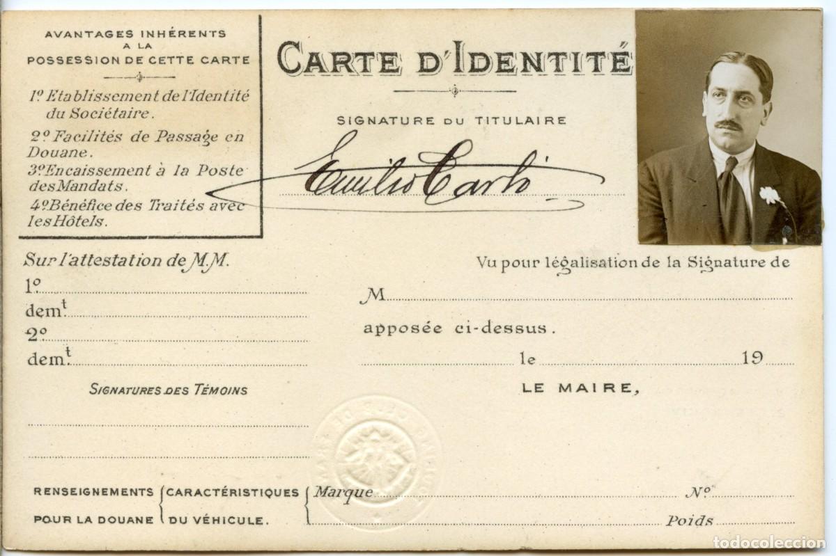 Coches y motocicletas: CARNET DE IDENTIDAD DEL TOURING CLUB DE FRANCE EN BARCELONA 1913. RARO.