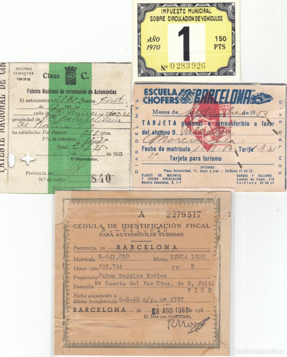 Coches y motocicletas: Lote de 4 documentos relacionados con los automoviles entre 1933 y 1970. Muy curiosos.