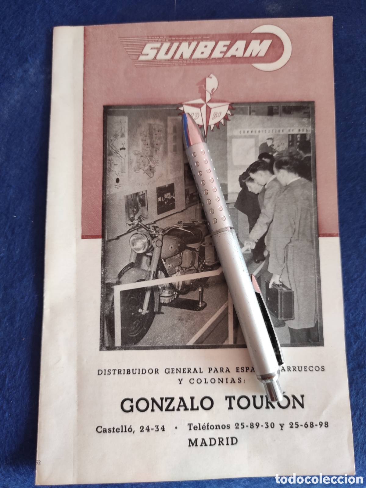 Carros e motociclos: 1952 MOTOCICLETAS SUNBEAM. PUBLICIDAD. FOLLETO. GONZALO TOURON. MADRID. ORIGINAL.