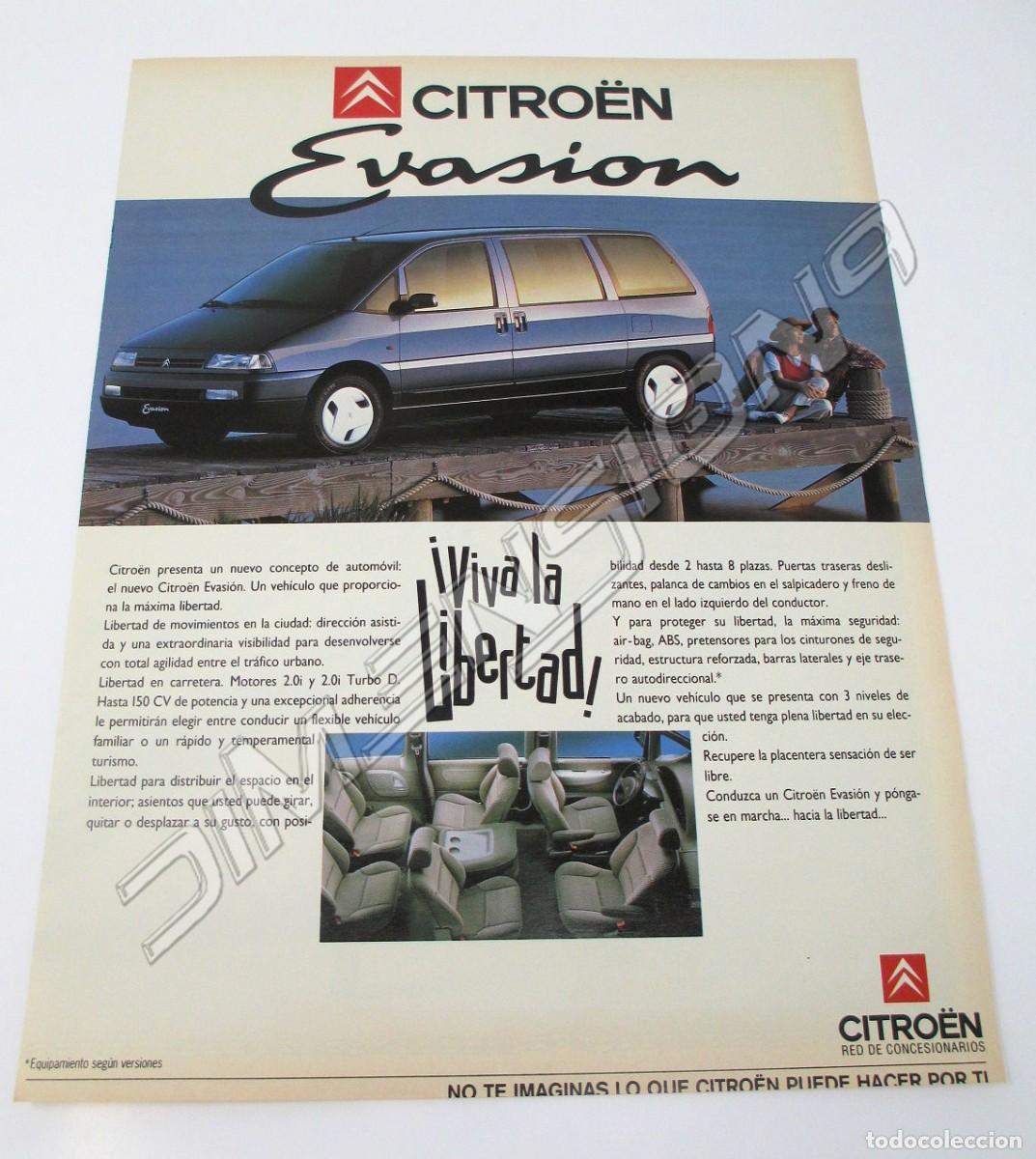 Automobili e Motociclette: Gran Anuncio Publicidad de Prensa - Citro&euml;n Evasion de 1994 - Mide 37 x 28 cm.