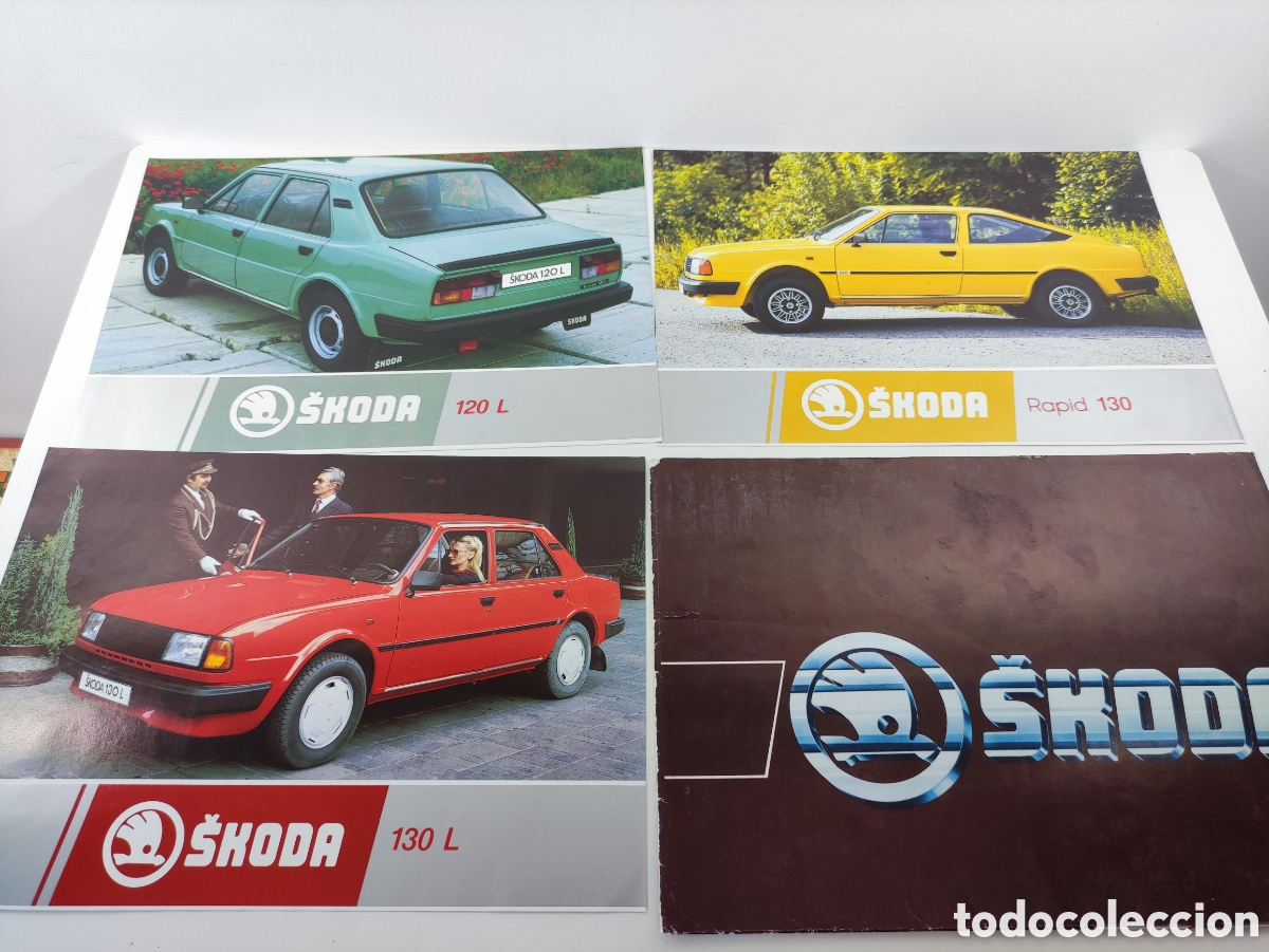 Coches y Motocicletas: Lote catalogo Skoda 120 L - 130 L - 130 Rapid + carpeta presentaci&oacute;n sales brochure en espa&ntilde;ol