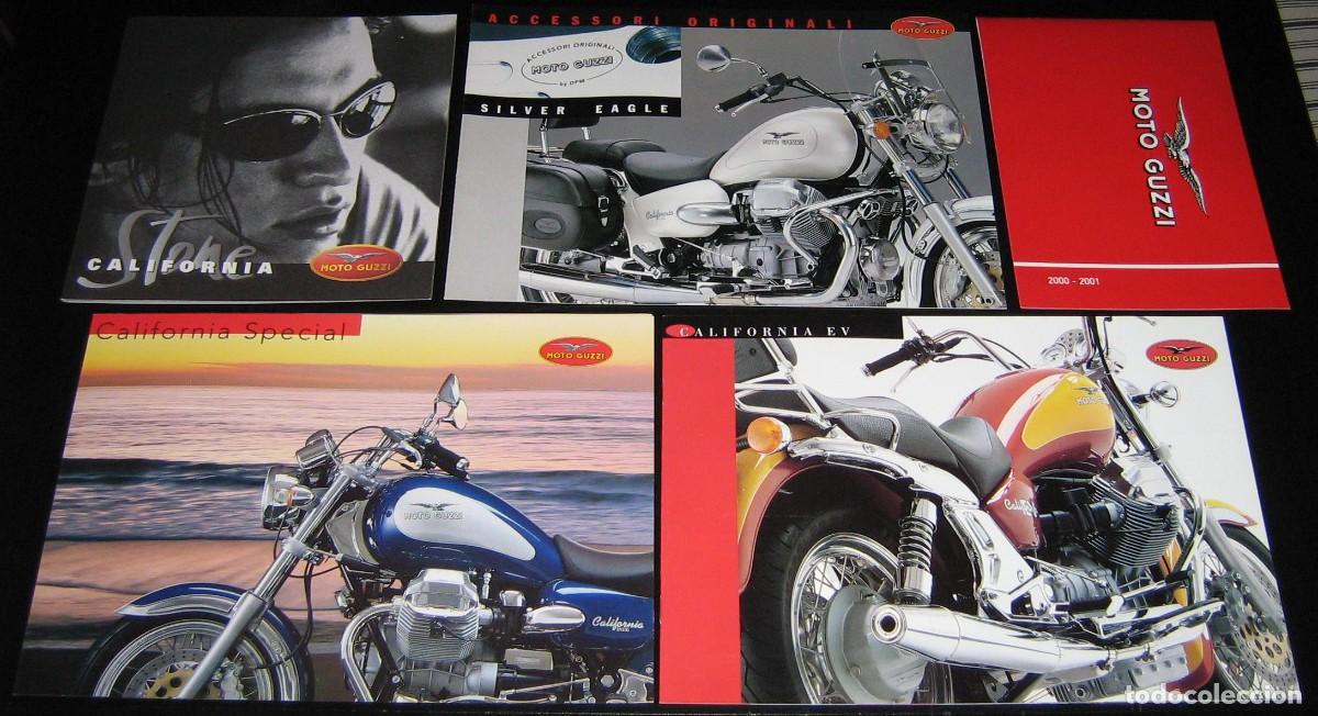 Coches y Motocicletas: GUZZI CALIFORNIA. CARPETA CON CINCO CAT&Aacute;LOGOS ORIGINALES DE 2000/2001.
