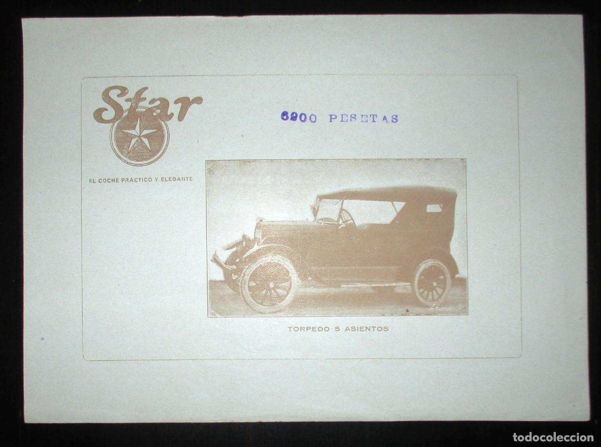 Coches y Motocicletas: AUTOM&Oacute;VIL STAR TORPEDO. MUY RARA CUARTILLA PUBLICITARIA ORIGINAL A&Ntilde;OS 30/40. TOM&Aacute;S BUYLLA, OVIEDO.