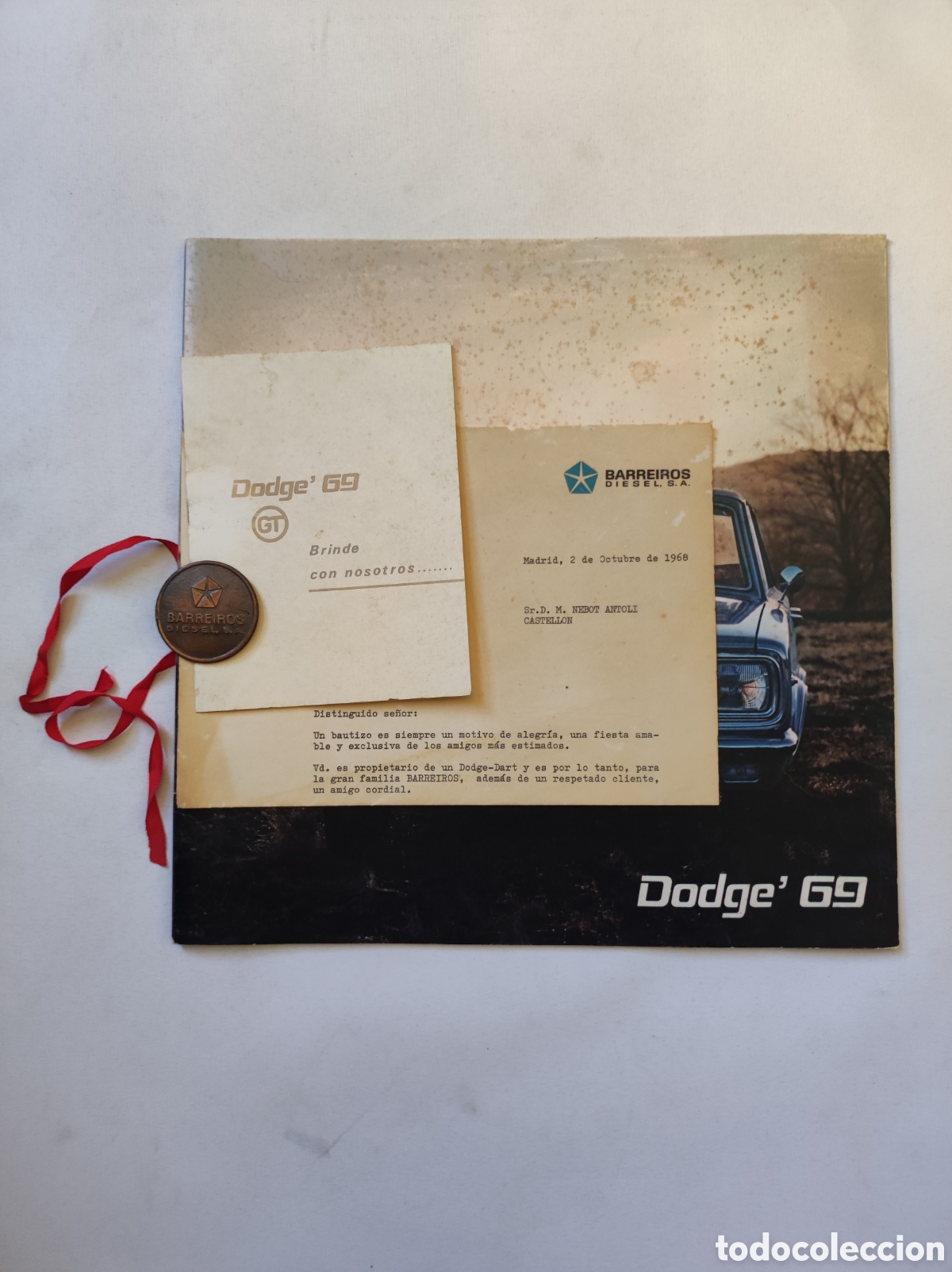 Coches y Motocicletas: Antiguo catalogo Dodge GT 69 Barreiros con pinza metalica logo Barreiros Diesel S.A