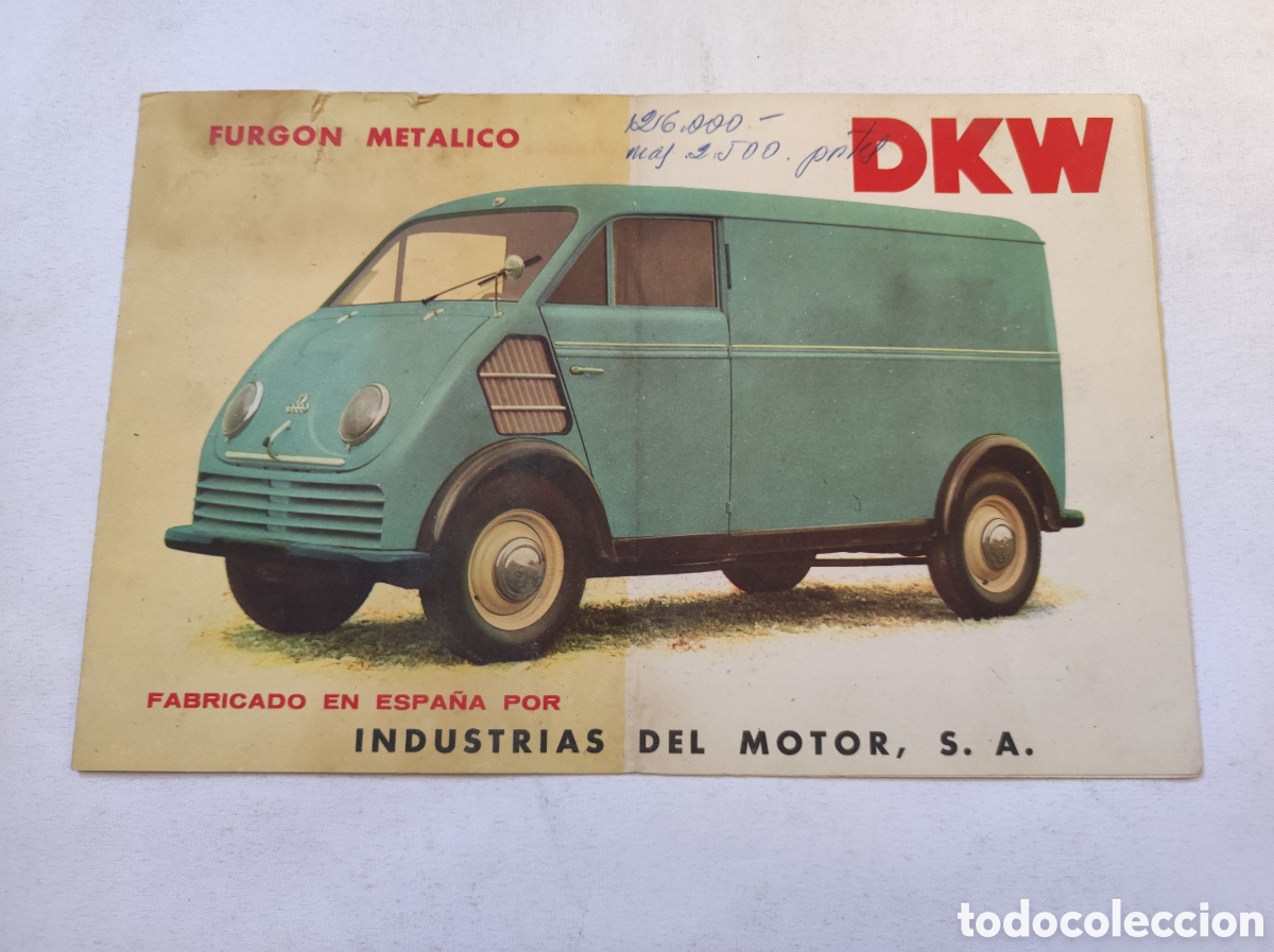 Coches y Motocicletas: Antiguo Cat&aacute;logo Furg&oacute;n Met&aacute;lico DKW a&ntilde;os 50 original