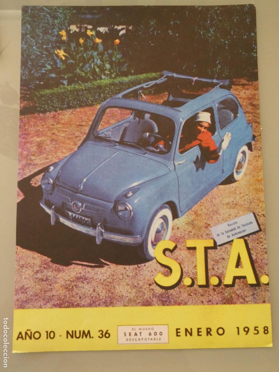 Coches y Motocicletas: CARTEL POSTER DE COCHES MOTOS. SEAT 600 AZUL DESCAPOTABLE. 42X30CM. DG