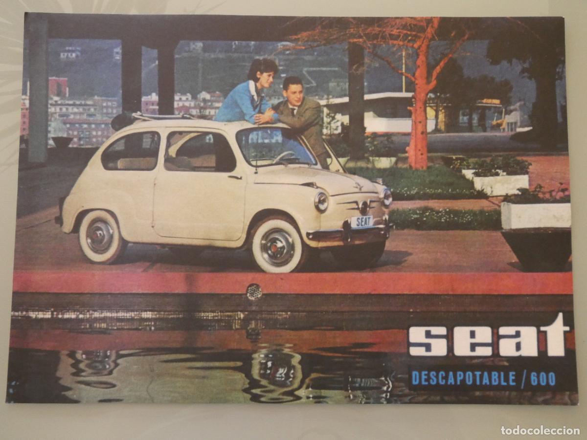 Coches y Motocicletas: CARTEL POSTER DE COCHES MOTOS. SEAT 600 DESCAPOTABLE. 42X30CM. DH