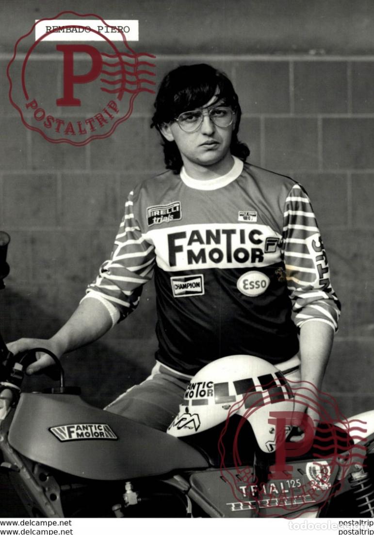 Coches y Motocicletas: RIDER REMBADO PIERO FANTIC MOTOR 18*12cm+- Moto MOTOCROSS MOTORCYCLE Douglas J Jackson archive of mo