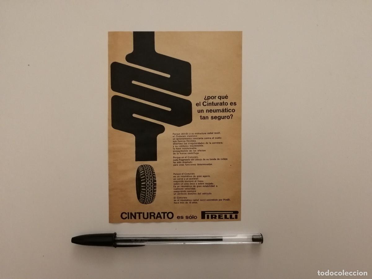 Coches y Motocicletas: ANTIGUO ANUNCIO ENCARTONADO -10*15- CINTURATO NEUMATICO PIRELLI - PUBLICIDAD 60s