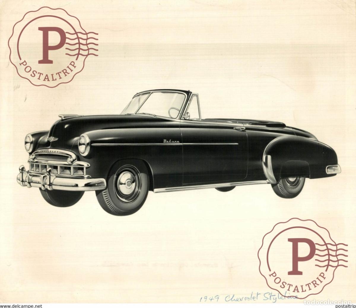 Voitures et Motocyclettes: CHEVROLET STYLELINE DE LUXE CONVERTIBLE 1949 25*20CM VOITURE CAR COCHES Bryan Goodman Collection