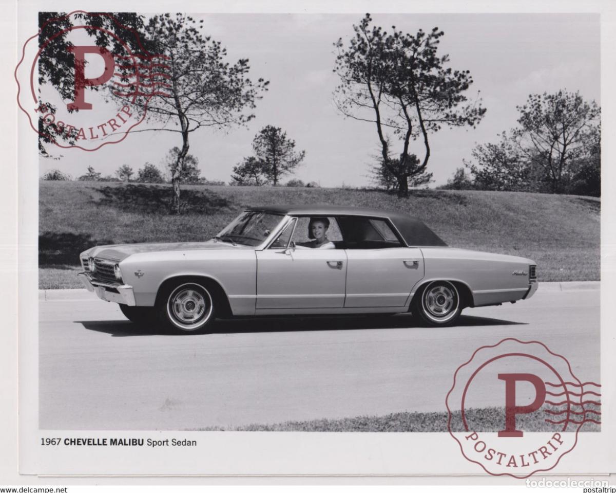 Voitures et Motocyclettes: CHEVROLET MALIBU 1967 SPORT SEDAN CHEVY 25*20CM VOITURE CAR COCHES Bryan Goodman Collection