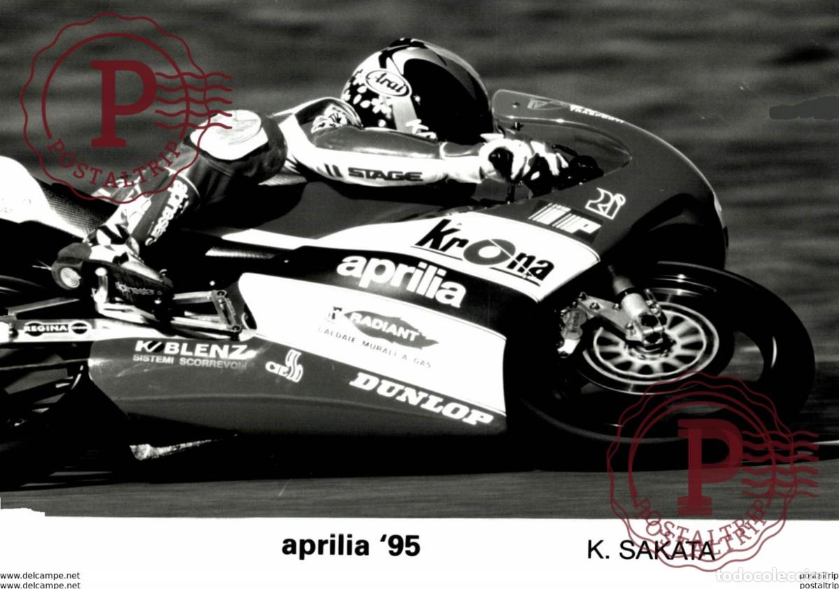 Automobili e Motociclette: Aprilia 95 K.Sakata +-17cm x 12cm Moto MOTOCROSS MOTORCYCLE Douglas J Jackson archive of motorcyc