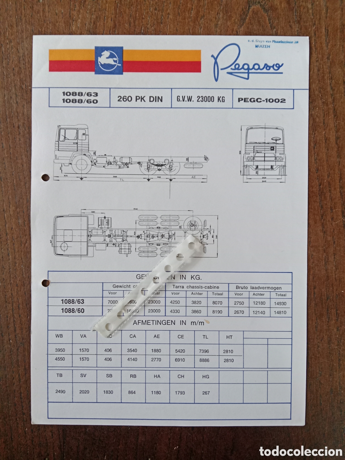 Coches y Motocicletas: Ficha t&eacute;cnica cami&oacute;n Pegaso 1088 / 63 1088/60